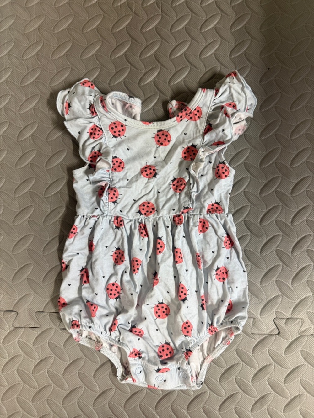 Caden Lane Baby Romper with Pink Ladybug Print
